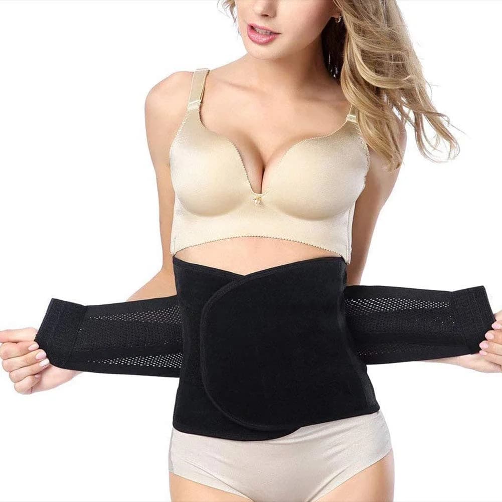 GOEGE Postpartum Belly Band 46" Length x 9" Width | Supports Recovery & Hernia Relief — Black