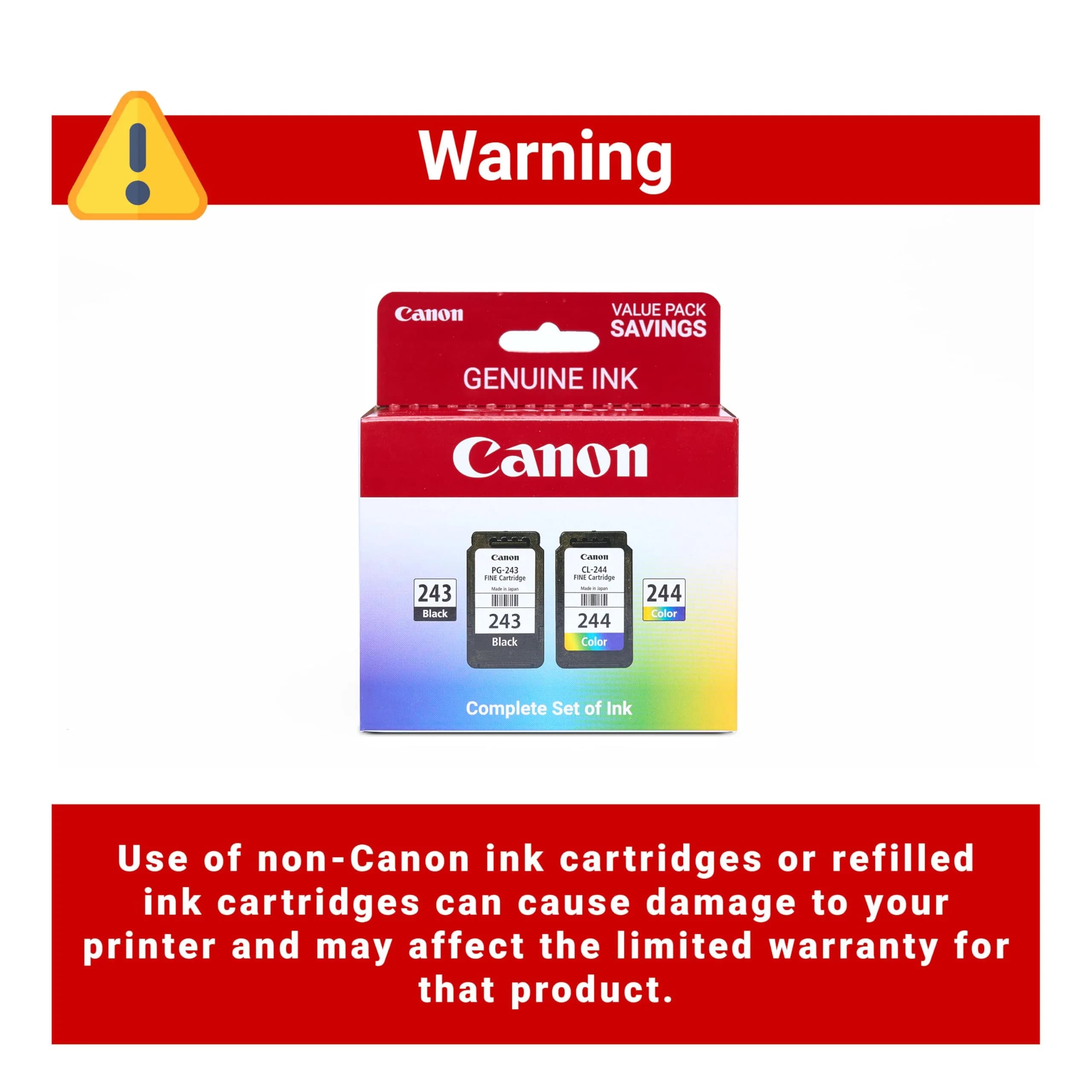 Canon PG-243 / CL-244 Genuine Ink Value Pack (2 Cartridges, Black & Color) | USA Import - view 3
