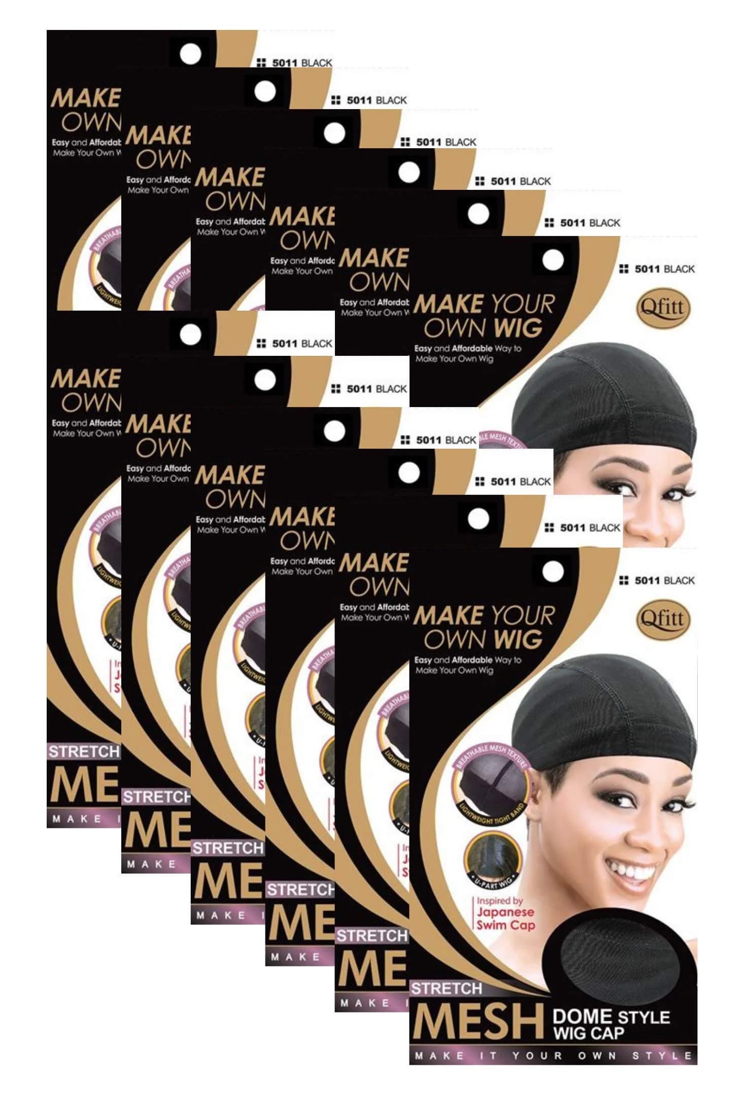 Qfitt Mesh Dome Wig Cap #5011 Black | Breathable, Non-Slip Wig Cap for All Head Sizes