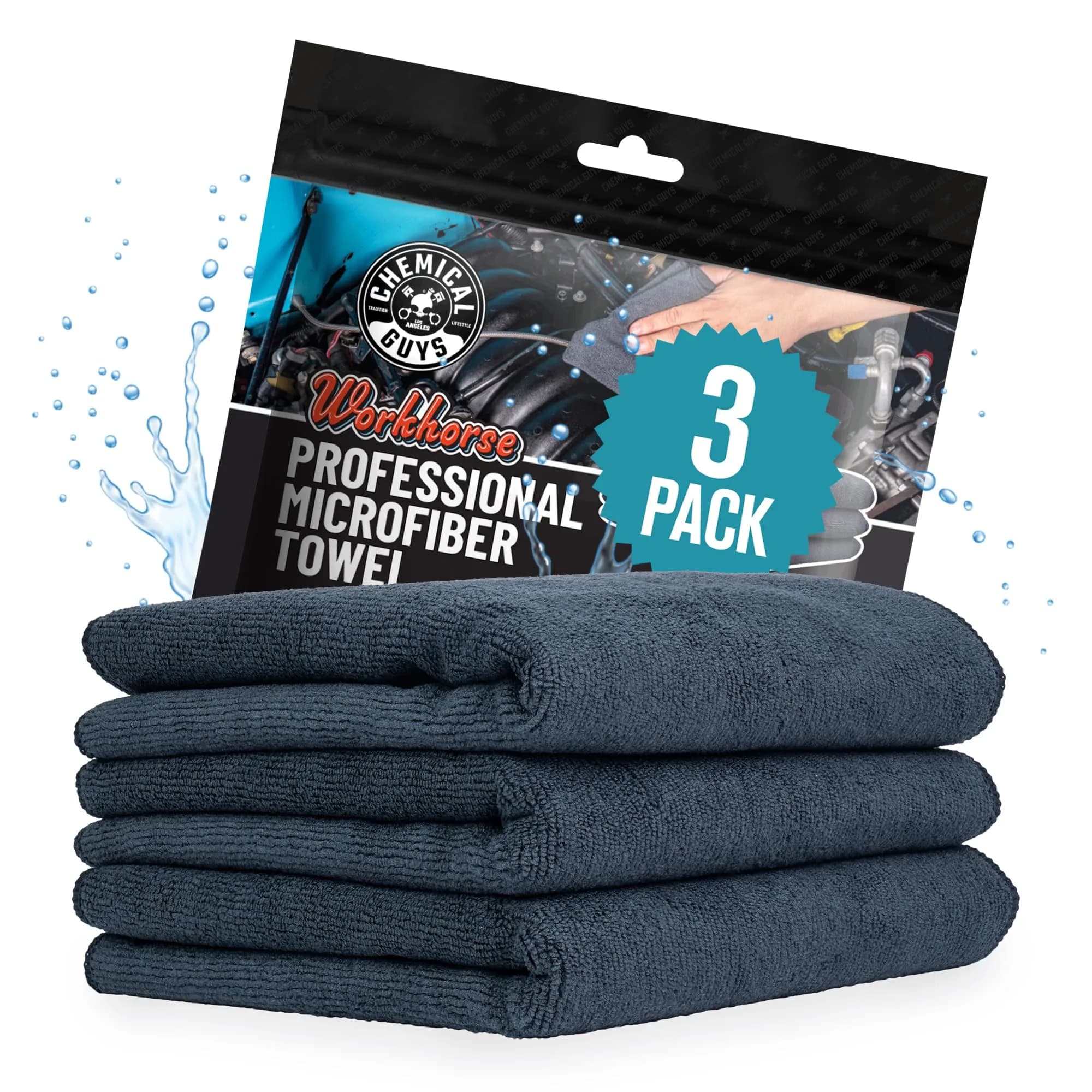 Chemical Guys Workhorse Plush Microfiber Towels 16 x 16 in | Scratch-Free, Ultra-Absorbent, Durable, Versatile (70-120 chars)