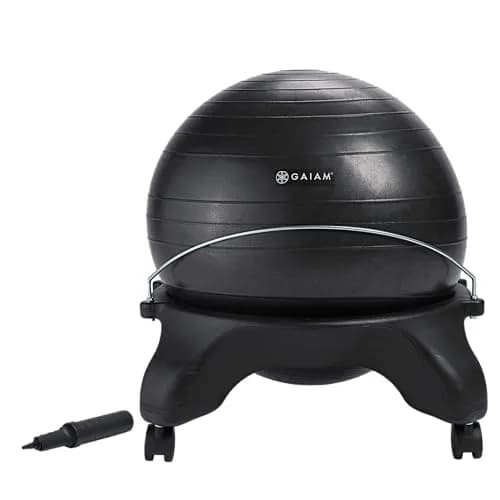 Gaiam Classic Backless Balance Ball Chair, Charcoal | 52cm (20.5 inch) | Active Seating for Office & Home thumbnail 1