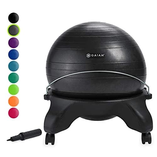 Gaiam Classic Backless Balance Ball Chair, Charcoal | 52cm (20.5 inch) | Active Seating for Office & Home thumbnail 2