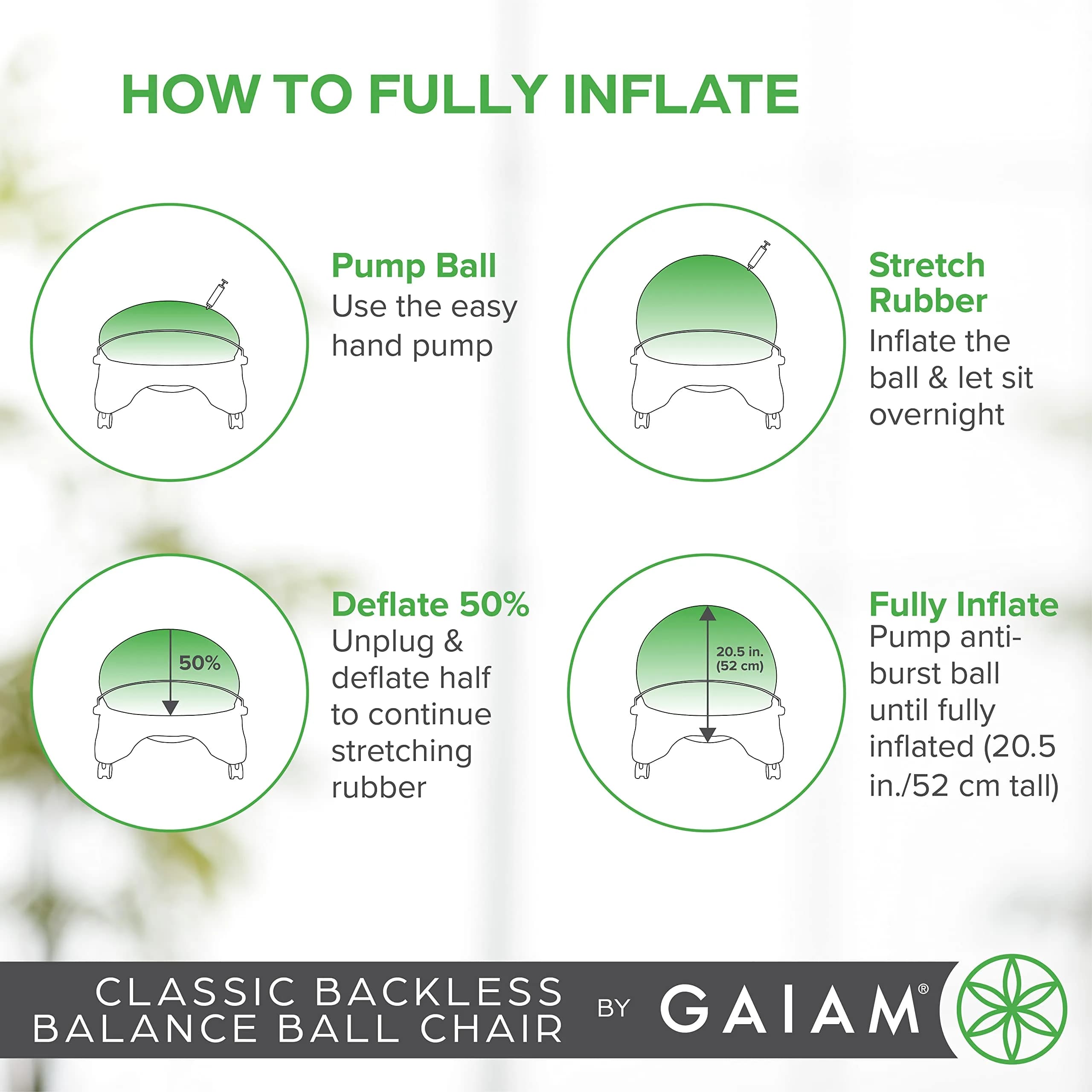 Gaiam Classic Backless Balance Ball Chair, Charcoal | 52cm (20.5 inch) | Active Seating for Office & Home - view 4