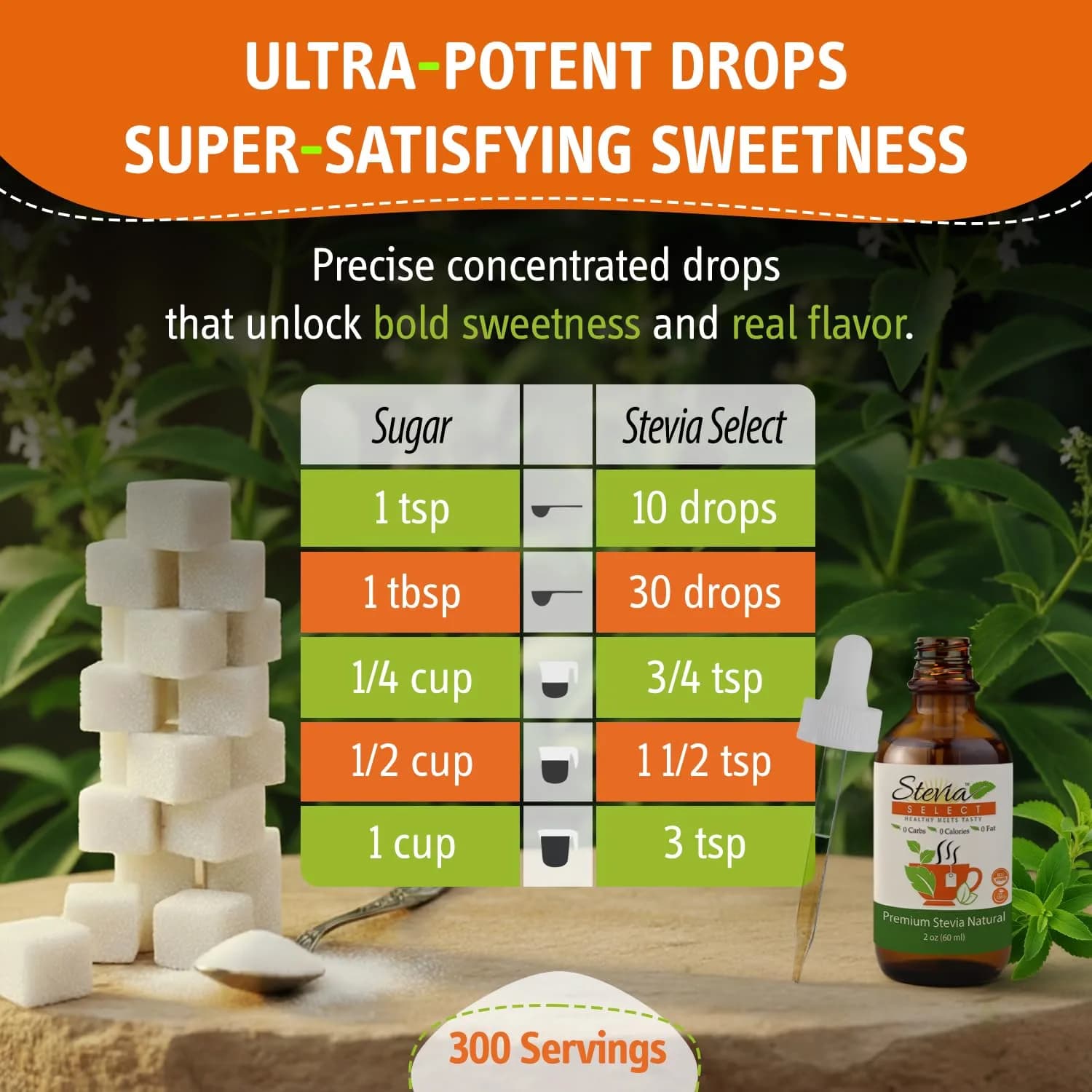 Stevia Select Plain Liquid Stevia Sweetener - 2 Ounce Bottle | Pure Plant-Based Sugar Substitute - view 4