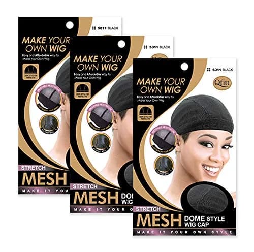 Qfitt Mesh Dome Wig Cap #5011, Black | Breathable, Non-Slip, One Size Fits Most thumbnail 1