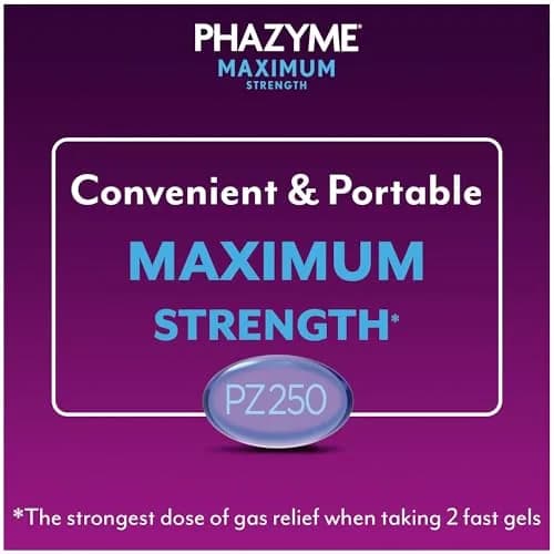 Phazyme Maximum Strength Anti-Gas 250 mg Simethicone Fast Gels | Fast Relief for Bloating & Discomfort thumbnail 5