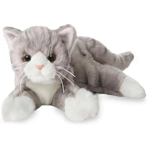 Bearington Collection 15" Realistic Grey Tabby Cat Plush Toy | Ultra-Soft, Handcrafted, Cuddly Companion thumbnail 1