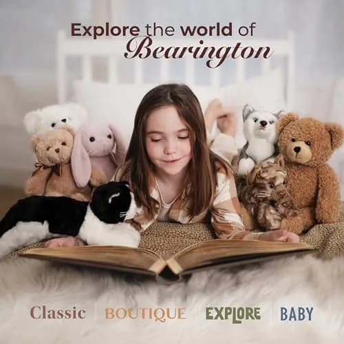 Bearington Collection 15" Realistic Grey Tabby Cat Plush Toy | Ultra-Soft, Handcrafted, Cuddly Companion thumbnail 6