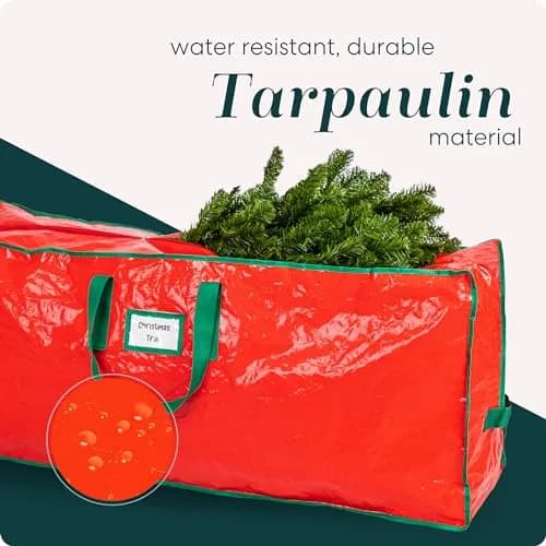 Handy Laundry Red Christmas Tree Storage Bag for 9 Foot Artificial Tree | Heavy Duty Waterproof Tarp with Reinforced Handles thumbnail 4