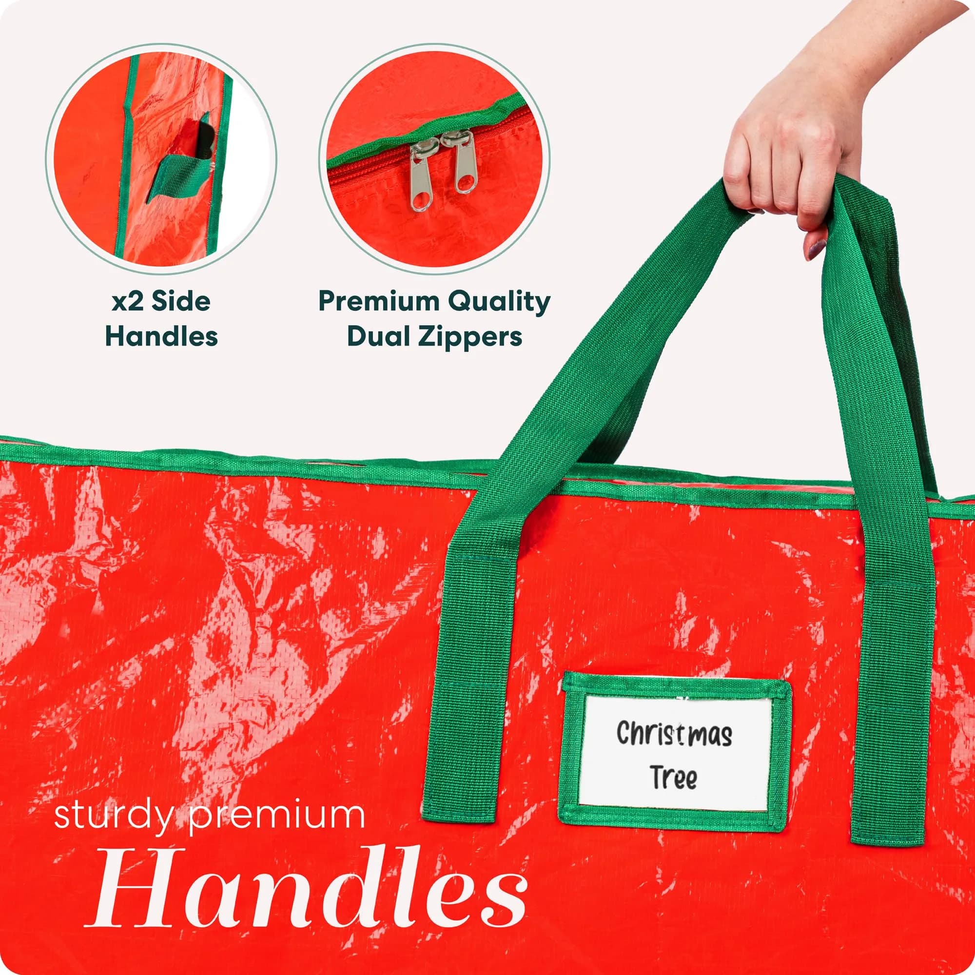 Handy Laundry Red Christmas Tree Storage Bag for 9 Foot Artificial Tree | Heavy Duty Waterproof Tarp with Reinforced Handles - view 5