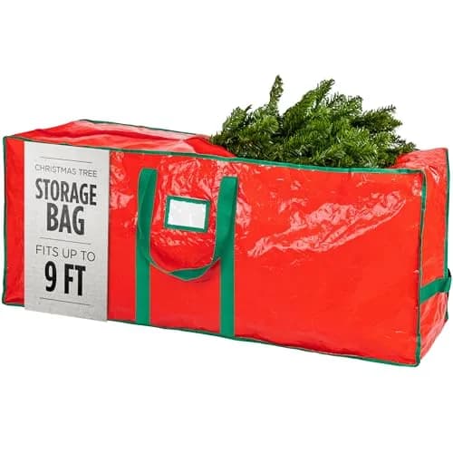 Handy Laundry Red Christmas Tree Storage Bag for 9 Foot Artificial Tree | Heavy Duty Waterproof Tarp with Reinforced Handles thumbnail 1