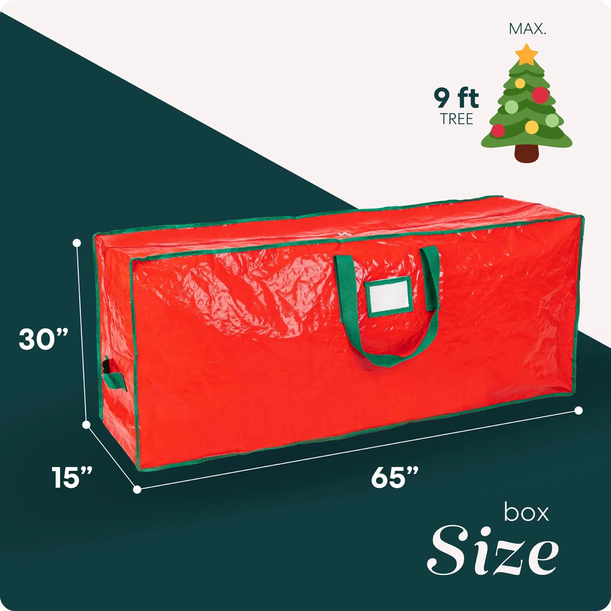 Handy Laundry Red Christmas Tree Storage Bag for 9 Foot Artificial Tree | Heavy Duty Waterproof Tarp with Reinforced Handles - view 3