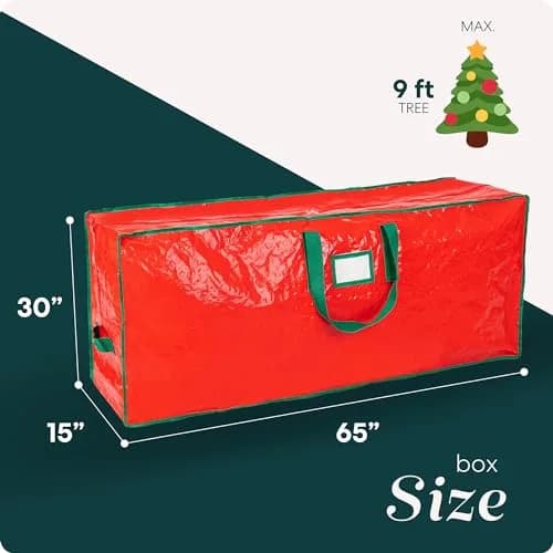 Handy Laundry Red Christmas Tree Storage Bag for 9 Foot Artificial Tree | Heavy Duty Waterproof Tarp with Reinforced Handles thumbnail 3