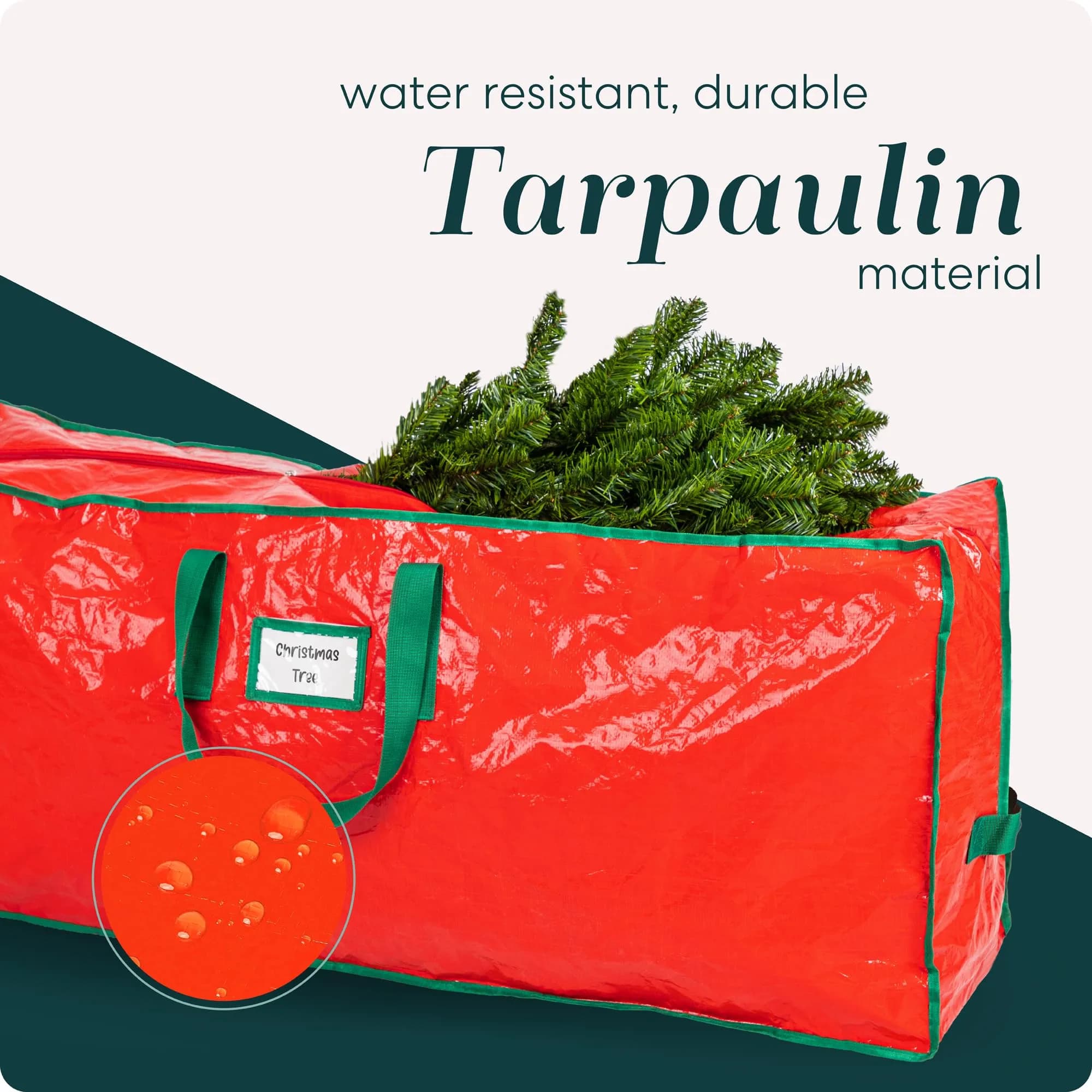Handy Laundry Red Christmas Tree Storage Bag for 9 Foot Artificial Tree | Heavy Duty Waterproof Tarp with Reinforced Handles - view 4