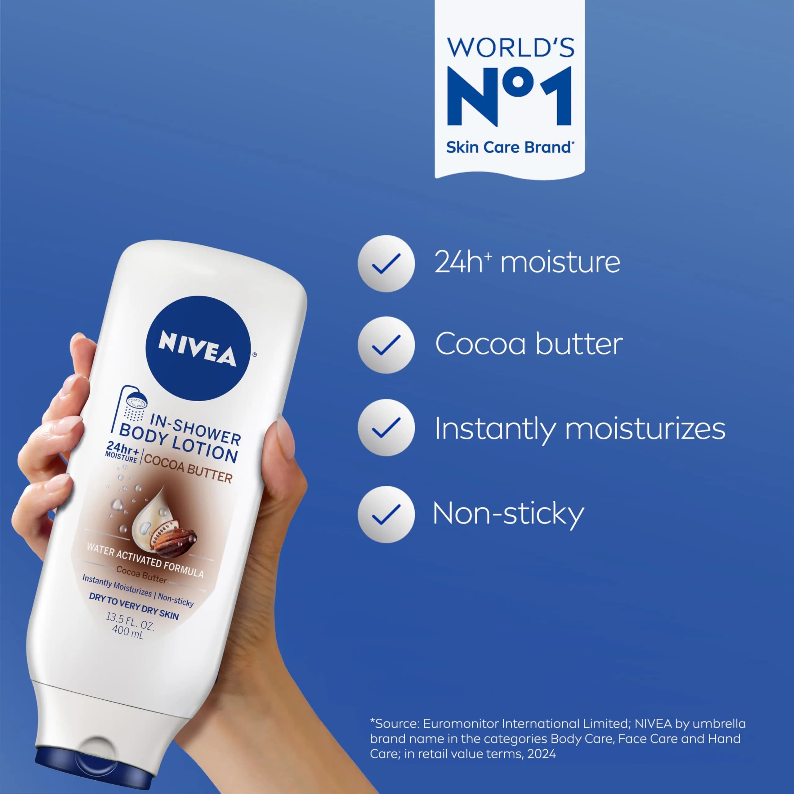 NIVEA Nourishing In Shower Body Lotion Cocoa Butter 400ml (13.5 Fl Oz) | Lasts Over 24 Hours thumbnail 2