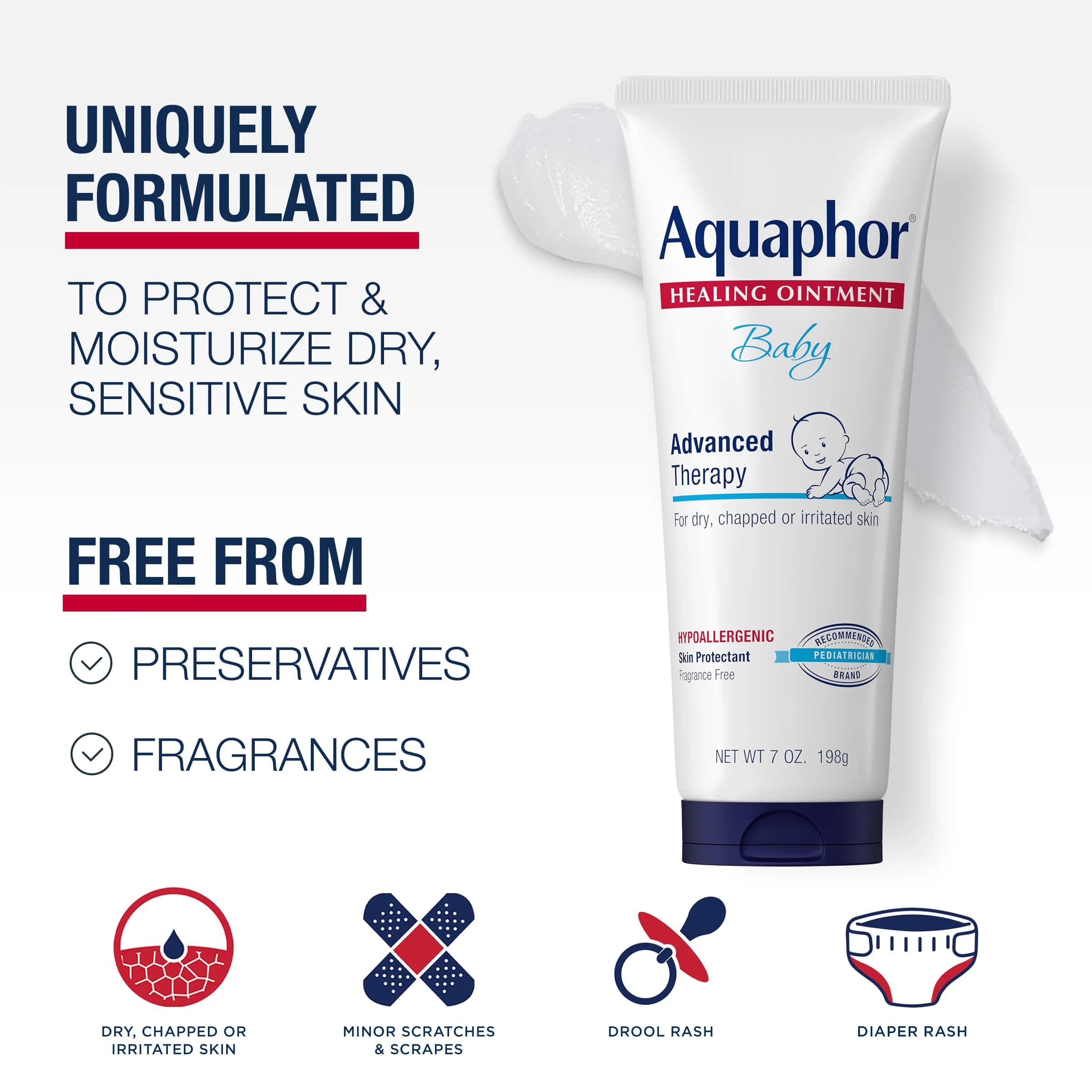 Aquaphor Baby Healing Ointment 198g (7 Oz) | Clinically Proven for Diaper Rash & Dry Skin - view 2