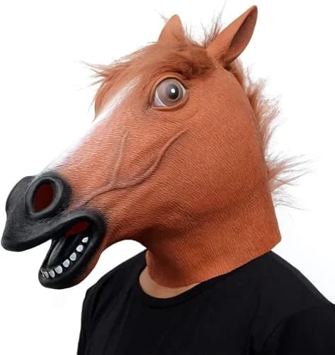 CreepyParty Horse Head Mask for Adults, Natural Latex Costume Mask 24.5 cm (9.65 in) | Funny Farm Animal Look thumbnail 1