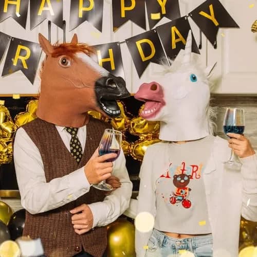 CreepyParty Horse Head Mask for Adults, Natural Latex Costume Mask 24.5 cm (9.65 in) | Funny Farm Animal Look thumbnail 5