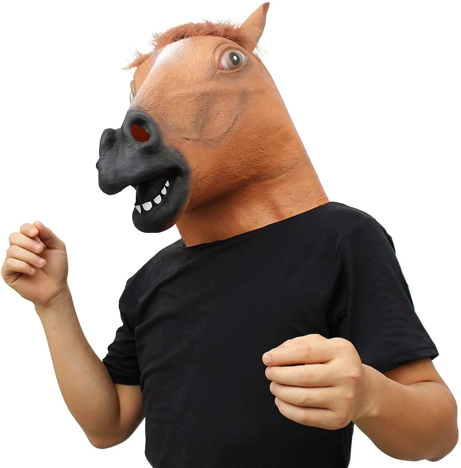 CreepyParty Horse Head Mask for Adults, Natural Latex Costume Mask 24.5 cm (9.65 in) | Funny Farm Animal Look - view 2