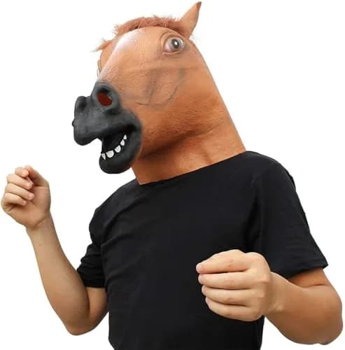 CreepyParty Horse Head Mask for Adults, Natural Latex Costume Mask 24.5 cm (9.65 in) | Funny Farm Animal Look thumbnail 2