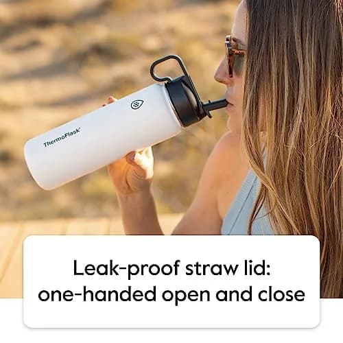 ThermoFlask 40 oz Stainless Steel Water Bottle | 1180ml Insulated Tumbler with Leakproof Lids | Keeps Cold 24hr/Hot 12hr thumbnail 4