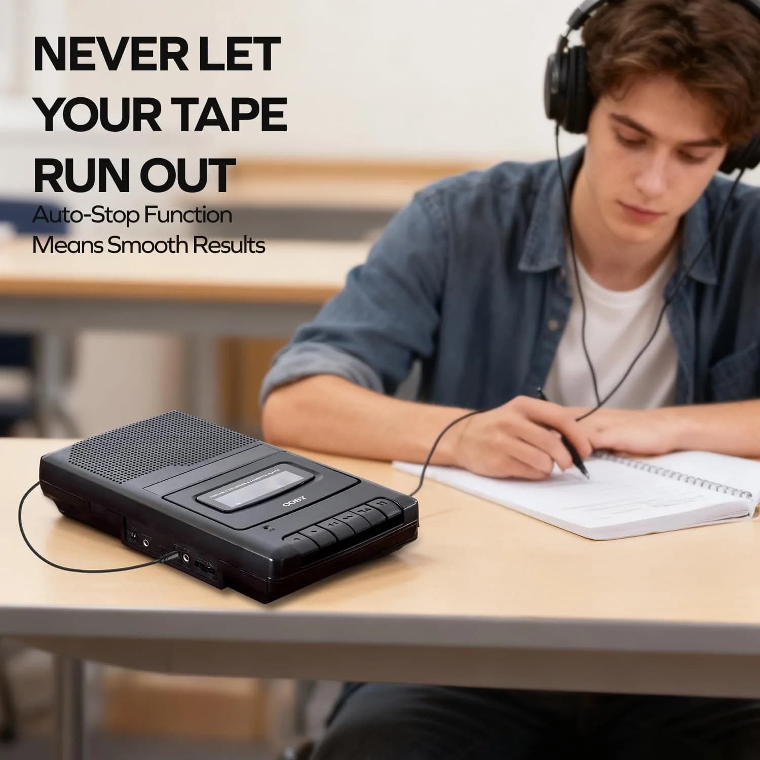 Coby CVR-22 Cassette Tape Player and Recorder, Built-in Mic, Battery or AC, Black | Record & Playback Versatility - view 8