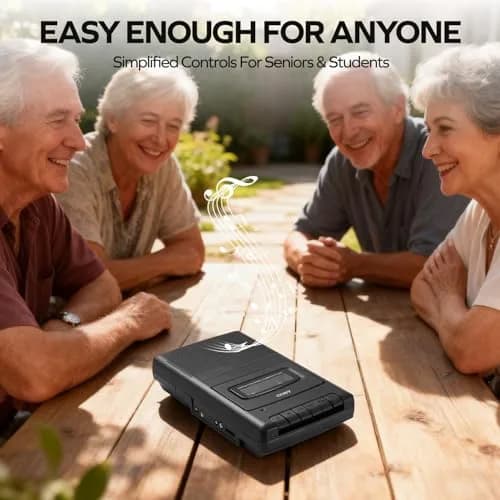 Coby CVR-22 Cassette Tape Player and Recorder, Built-in Mic, Battery or AC, Black | Record & Playback Versatility thumbnail 2