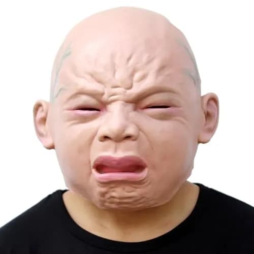 CreepyParty Crying Face Mask for Adults | Natural Latex Full Head Costume Mask for Halloween Parties and Cosplay thumbnail 1