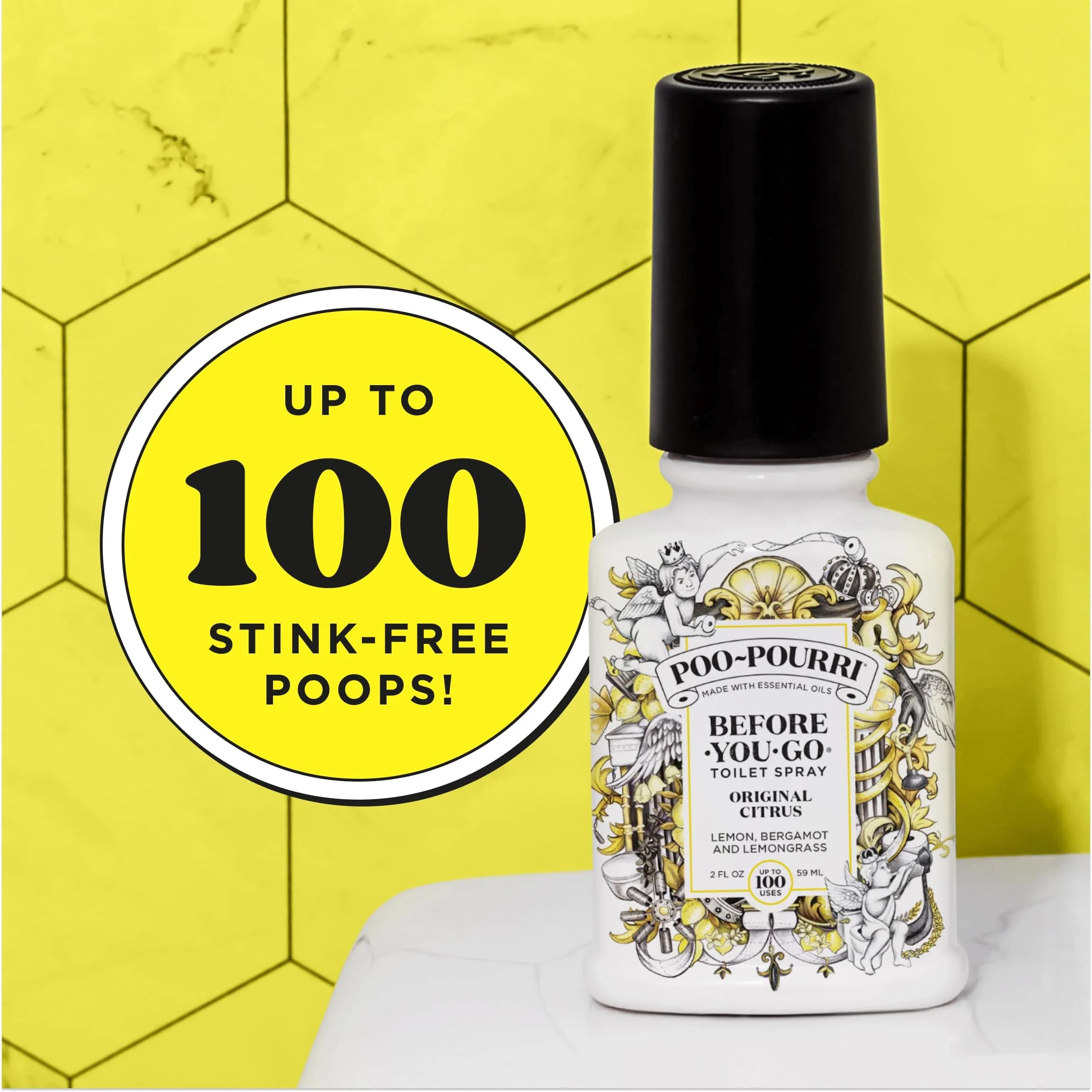 Poo-Pourri Before-You-Go Toilet Spray Original Citrus 59ml (2 Fl Oz) | Traps Odors Before They Start - view 4