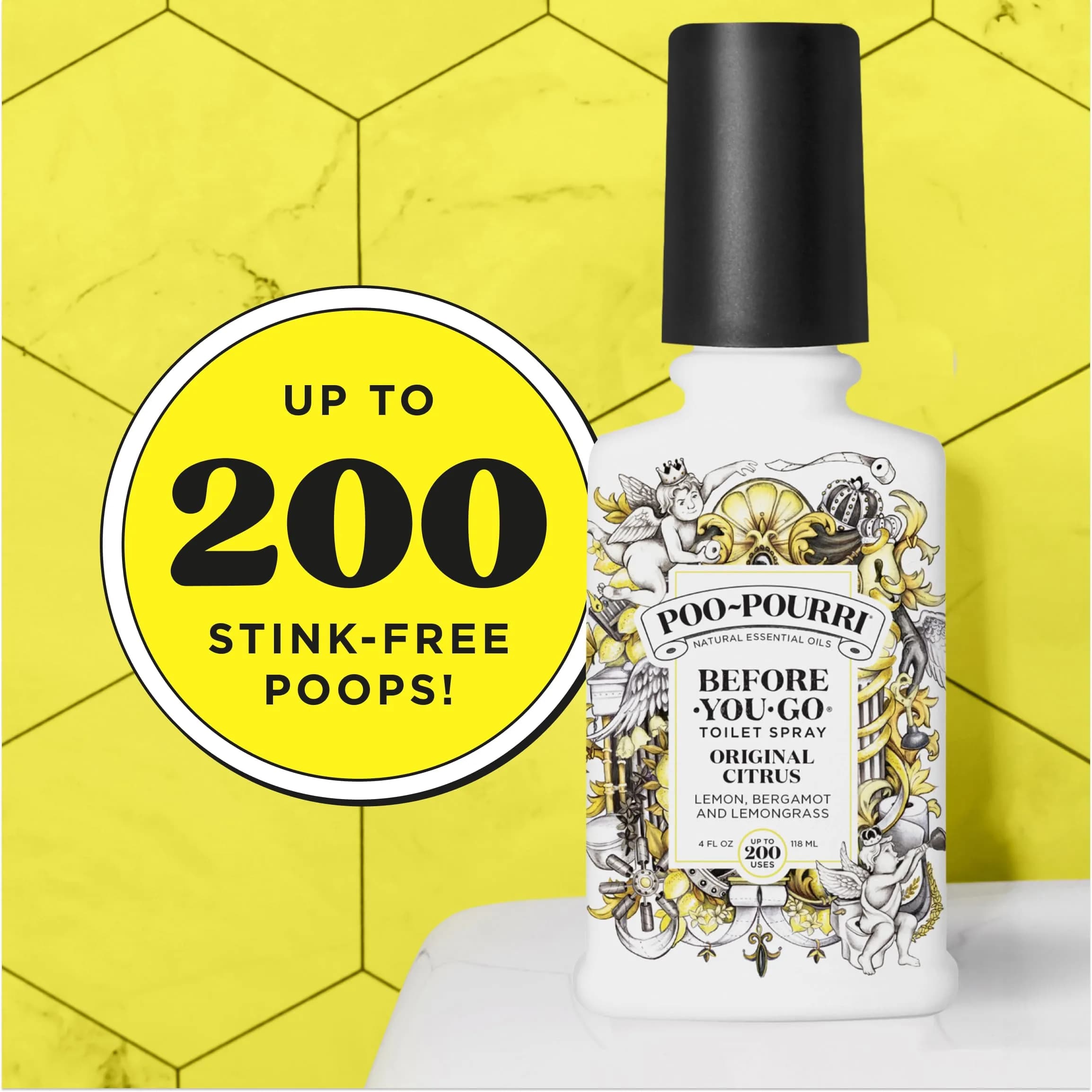 Poo-Pourri Before-You-Go Toilet Spray Original Citrus 118ml (4 Fl Oz) | Funk Lock Technology for Odor Elimination - view 6