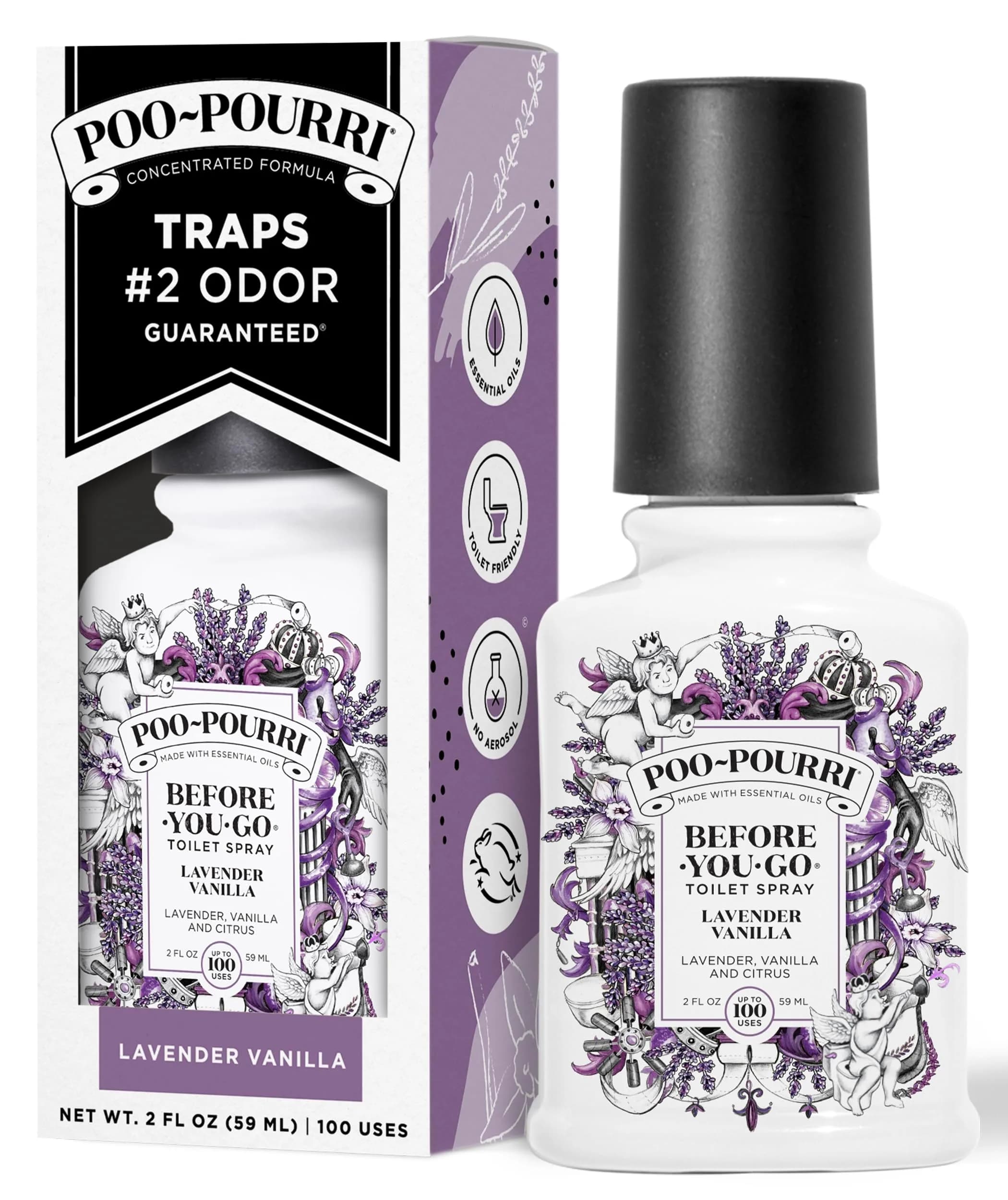 Poo-Pourri Before-You-Go Toilet Spray, Lavender Vanilla | Odor Trap & Travel Friendly (70-120 chars) — Lavender Vanilla
