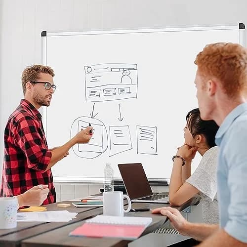 VIZ-PRO Magnetic Dry Erase Board 48 x 24 Inches Silver Aluminium Frame | Smooth Writing & Durable Surface thumbnail 7