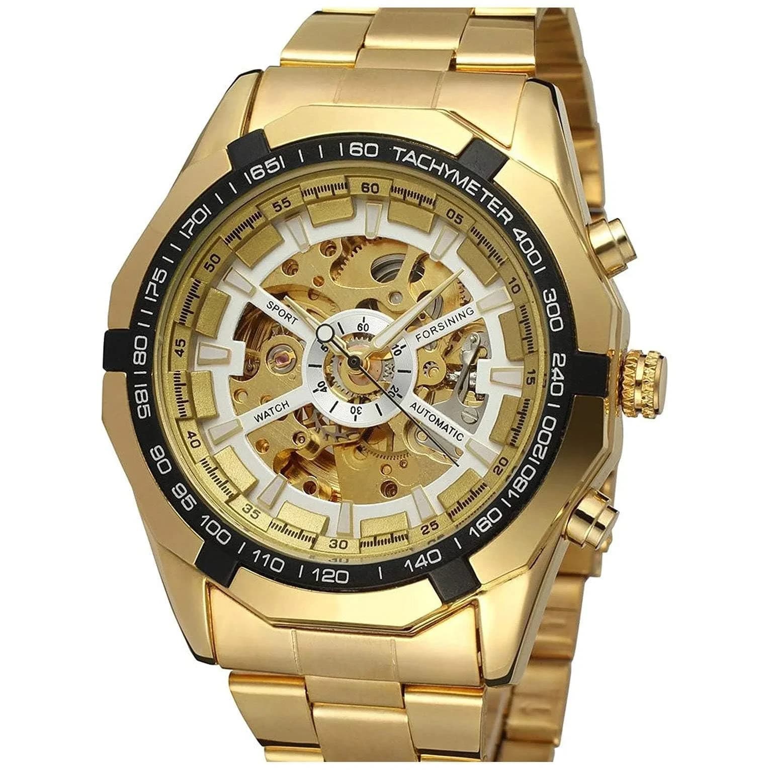 FANMIS Skeleton Automatic Watch for Men | 45mm Gold Stainless Steel - main product image