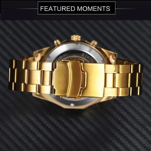 FANMIS Skeleton Automatic Watch for Men | 45mm Gold Stainless Steel thumbnail 3