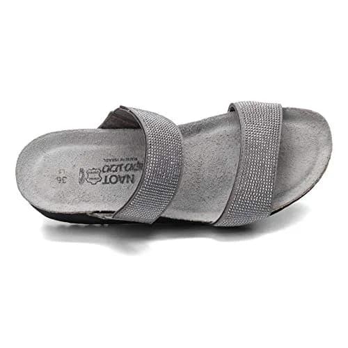 NAOT Bianca Women's Gray W/Silver Rivets/Metal Lthr Sandal 4 M US | Comfortable Slip On Wedge thumbnail 6