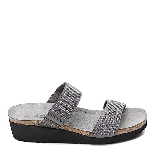 NAOT Bianca Women's Gray W/Silver Rivets/Metal Lthr Sandal 4 M US | Comfortable Slip On Wedge thumbnail 2