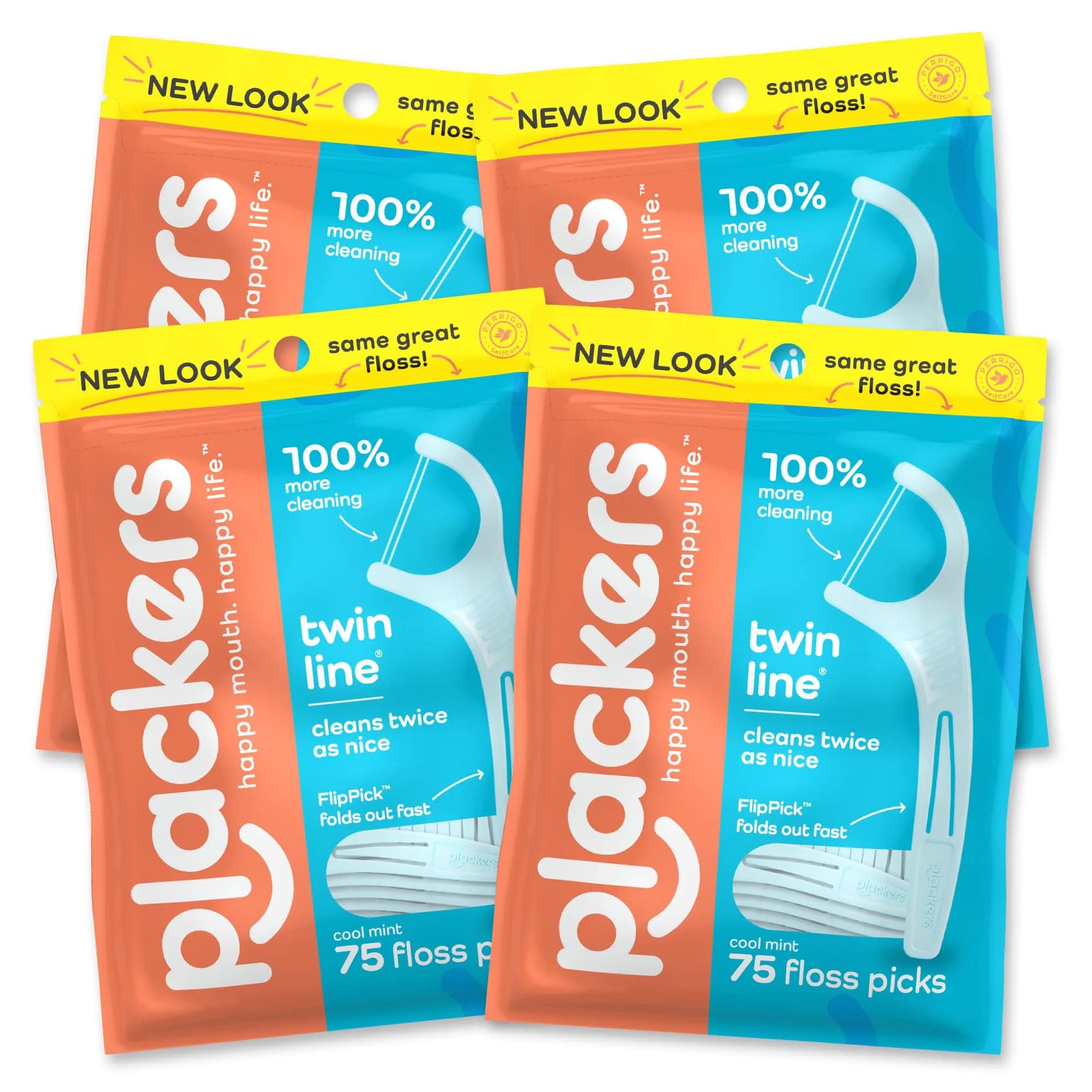 Plackers Twin Line Floss Picks, Cool Mint, 75 Count | Double-Strength Dental Floss for Easy Cleaning thumbnail 1
