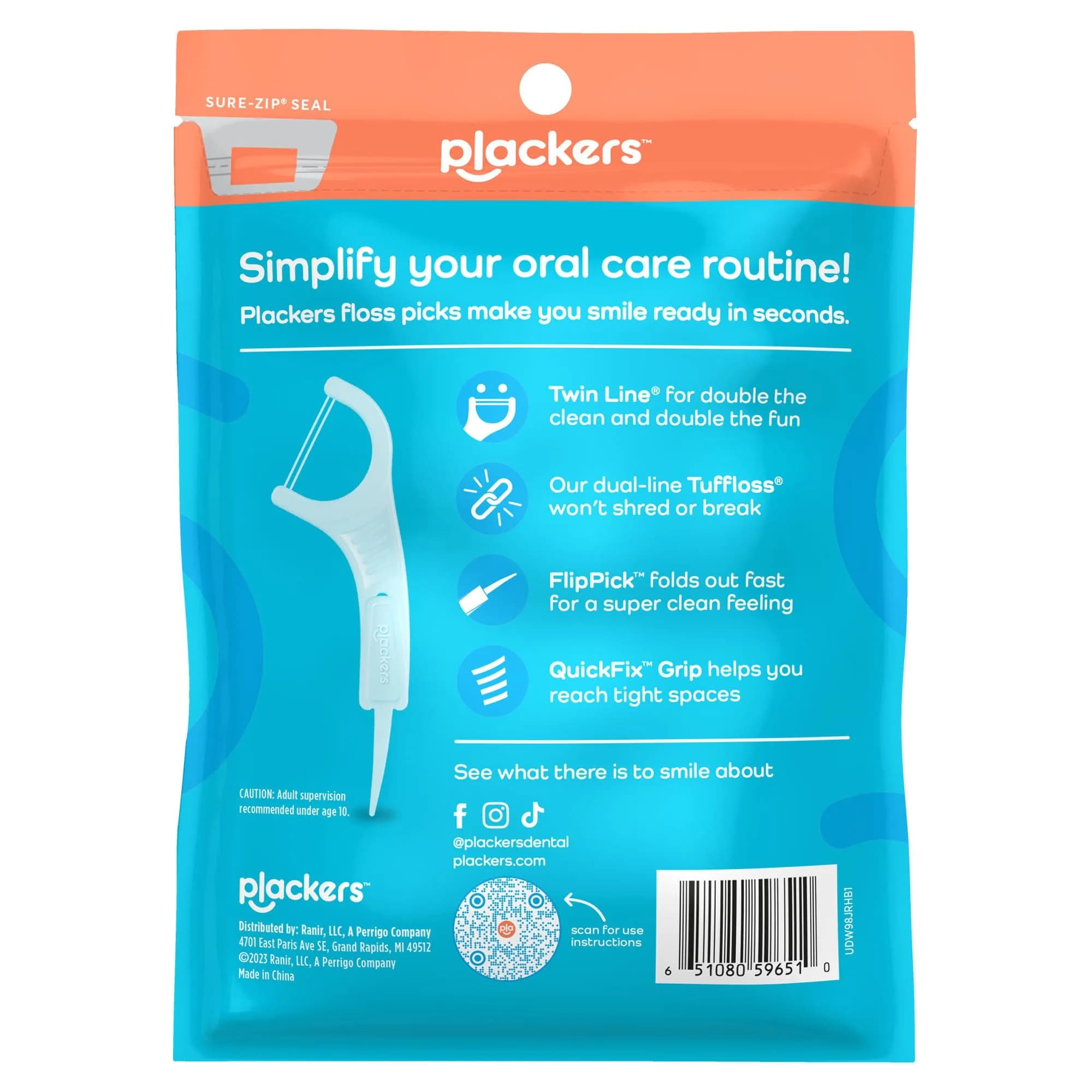 Plackers Twin Line Floss Picks, Cool Mint, 75 Count | Double-Strength Dental Floss for Easy Cleaning thumbnail 5