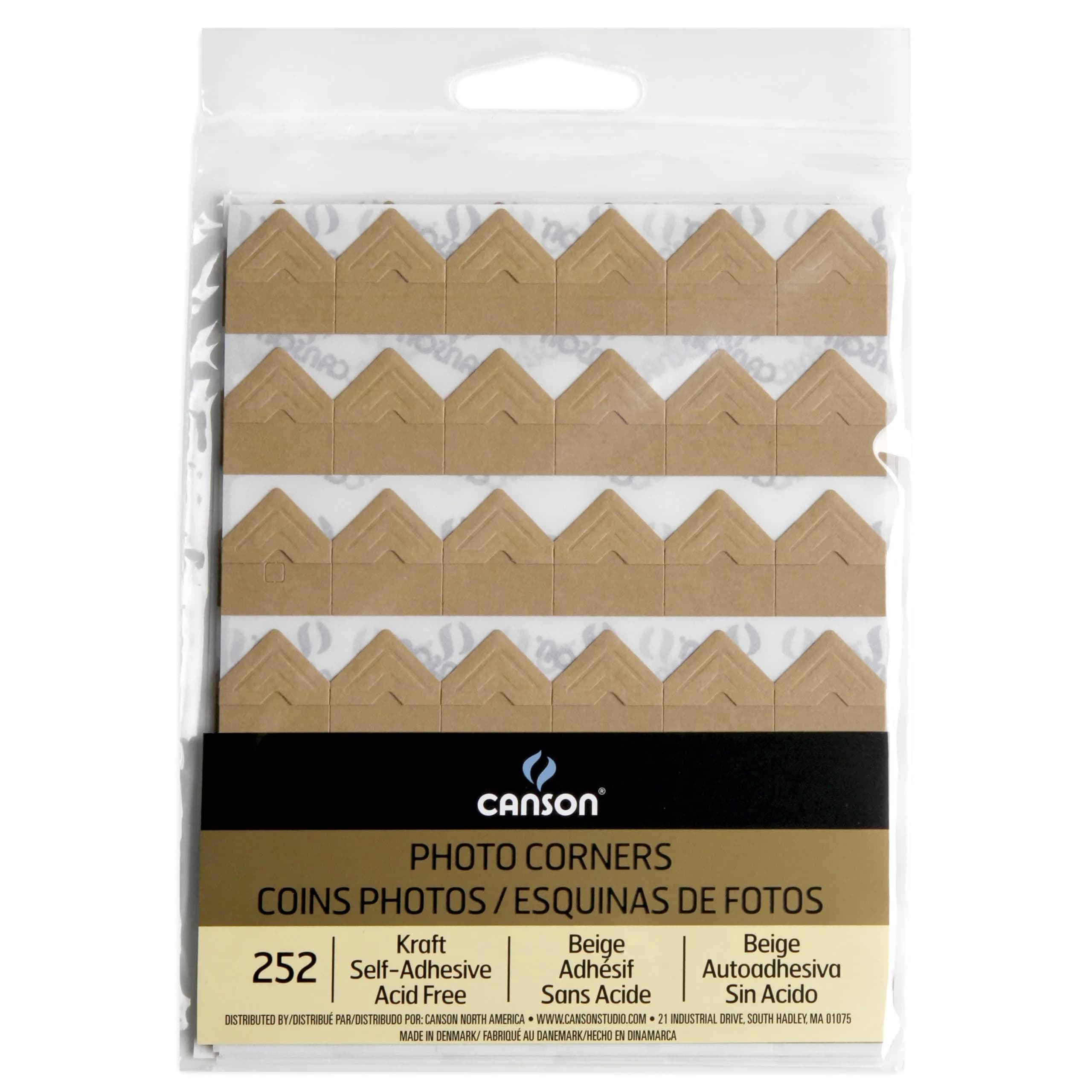 Canson Photo Corners Kraft | Acid-Free Self-Adhesive Photo Mounts (4.53cm x 6.3cm)