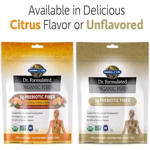 Garden of Life Dr. Formulated Organic Fiber Powder Citrus 7.9oz (224g) | USDA Organic Prebiotic Superfood Fiber Supplement thumbnail 7