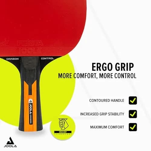 JOOLA Carbon Control Performance Ping Pong Paddle - Ergonomic Grip & Vibration Control - ITTF Approved - Professional Table Tennis Racket - Red thumbnail 4
