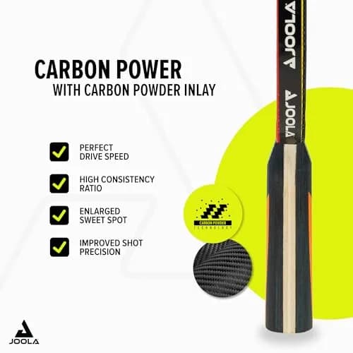 JOOLA Carbon Control Performance Ping Pong Paddle - Ergonomic Grip & Vibration Control - ITTF Approved - Professional Table Tennis Racket - Red thumbnail 2