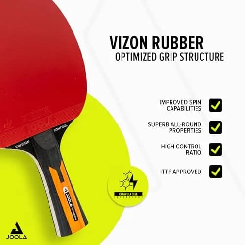 JOOLA Carbon Control Performance Ping Pong Paddle - Ergonomic Grip & Vibration Control - ITTF Approved - Professional Table Tennis Racket - Red thumbnail 3