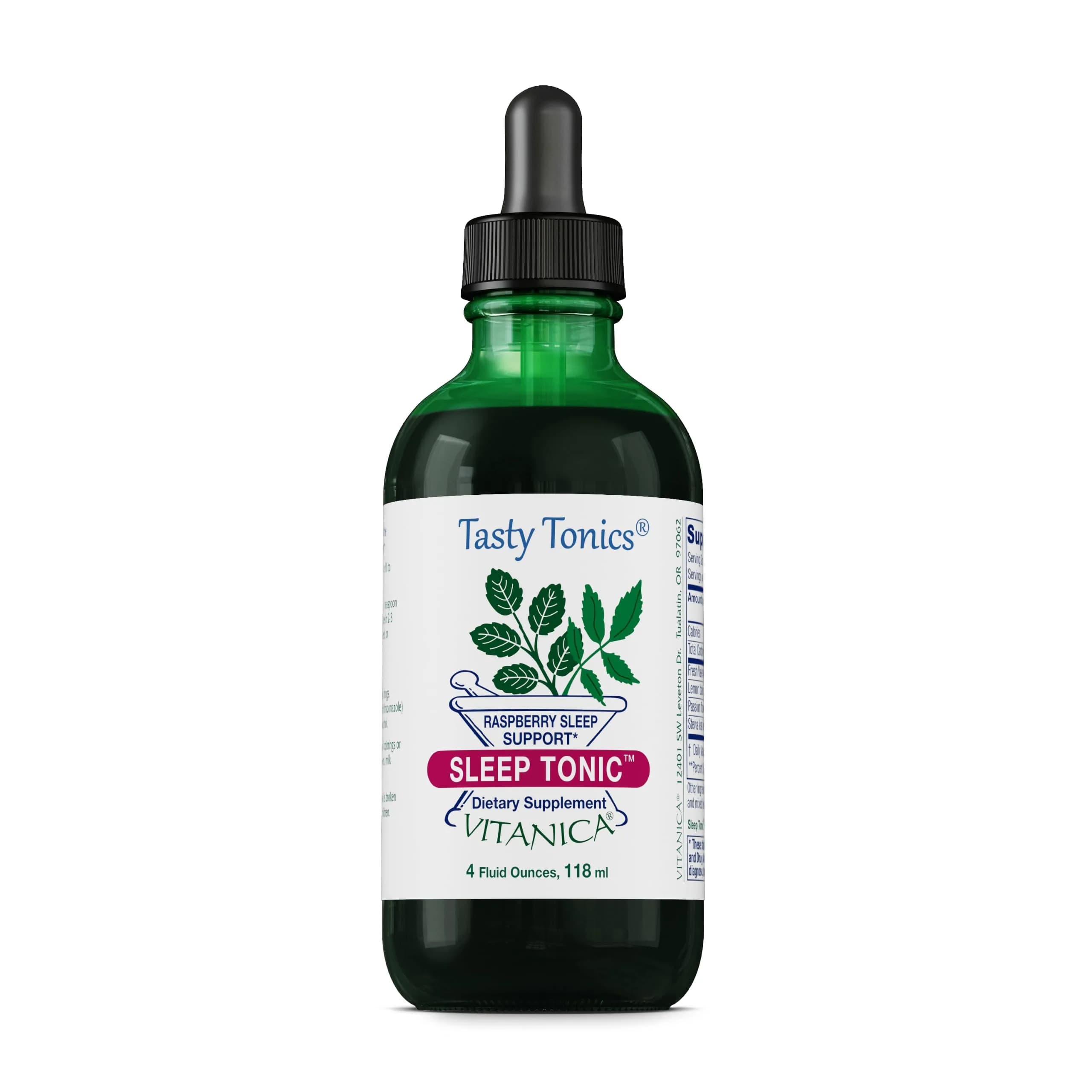 Vitanica Sleep Tonic Liquid 4 Fl Oz | Natural Calm Support for Adults — Pro Logo - Natural Raspberry, 4 Oz (118 mL)