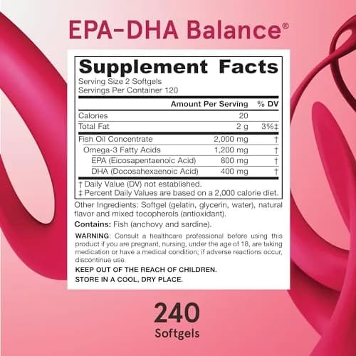Jarrow Formulas EPA-DHA Balance Softgels 1200mg (240 Count) | Cardiovascular Support with 2:1 EPA:DHA Ratio thumbnail 6