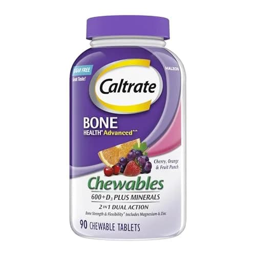 Caltrate Chewables 600 Plus D3 Calcium & Vitamin D Supplement 90 Count | Sugar-Free Bone Support thumbnail 1