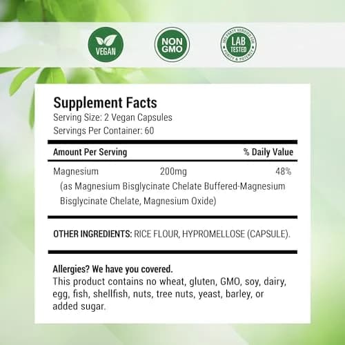 Nested Naturals Magnesium Glycinate Chelate - 200mg Chelated Magnesium Supplement for Muscle Cramps, Relaxation, & Sleep Support - 120 Vegan Capsules thumbnail 6