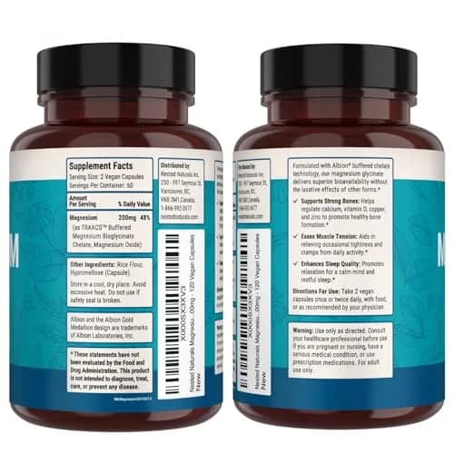 Nested Naturals Magnesium Glycinate Chelate - 200mg Chelated Magnesium Supplement for Muscle Cramps, Relaxation, & Sleep Support - 120 Vegan Capsules thumbnail 9