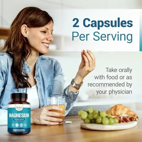 Nested Naturals Magnesium Glycinate Chelate - 200mg Chelated Magnesium Supplement for Muscle Cramps, Relaxation, & Sleep Support - 120 Vegan Capsules thumbnail 3