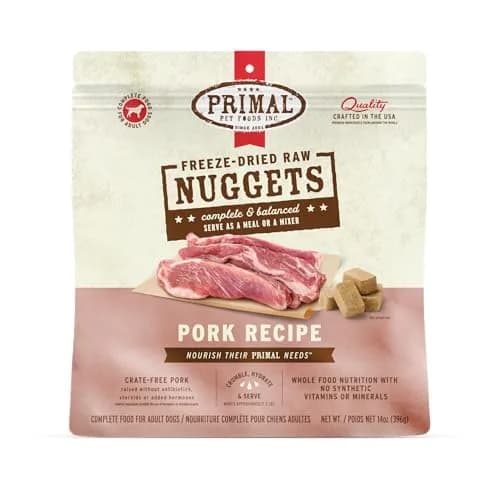 Primal Freeze Dried Raw Dog Food Nuggets, Pork, 14 oz | Complete & Balanced Nutrition for Dogs thumbnail 1
